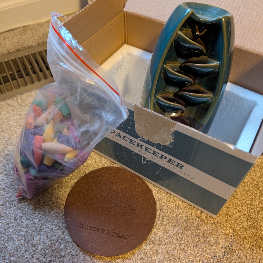 Blue Ceramic Incense Holder with Cones